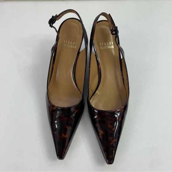 Stuart Weitzman Slingback Tortoise Shell Point-Toe Wedge Heels‎ - Picture 8 of 16